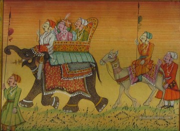 procession avec l’éléphant d’Inde Peinture à l'huile